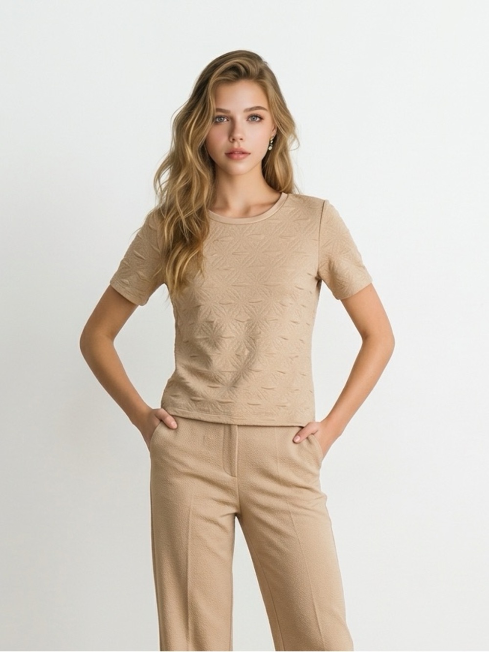 Short Sleeve Beige Tight Top from Simons